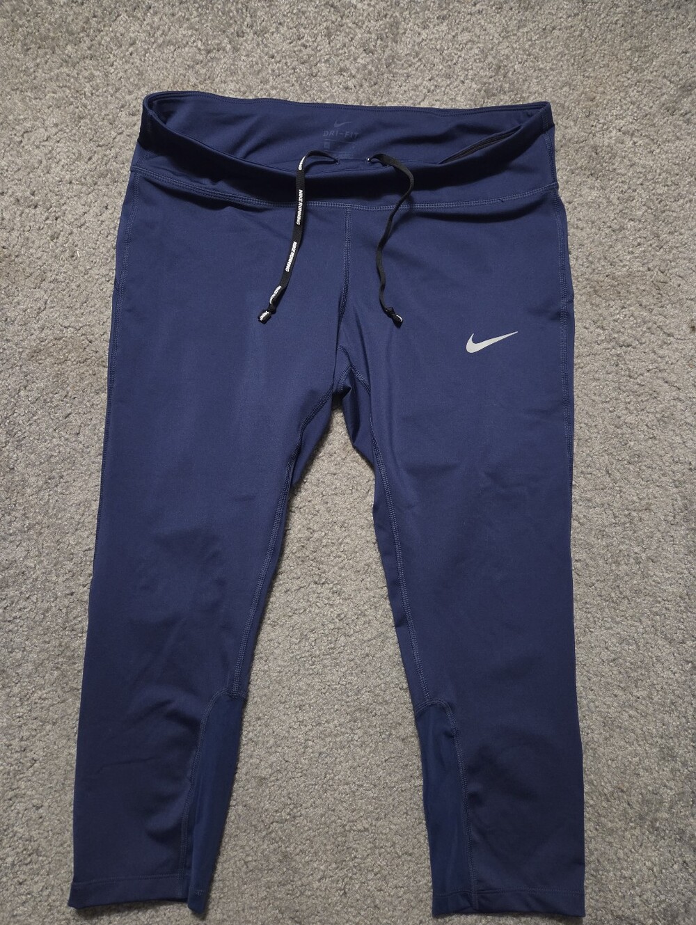 Nike Girls' Navy Blue Performance Leggings with Swoosh
